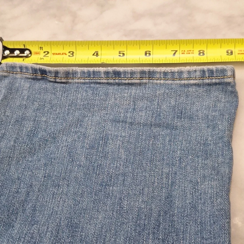 Levis 725 Medium Wash High Rise Bootcut Flare Sz 33 XL Stretch Distressing‎
